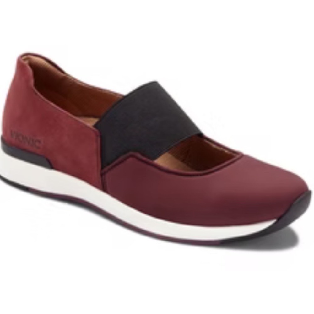 Vionic Burgundy Cadee Suede Slip On Mary Jane Walking Sneakers Women's Size 8.5